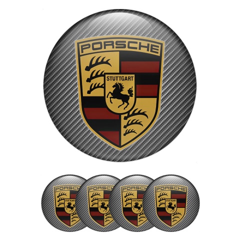 Porsche Emblem for Center Wheel Caps Light Carbon Classic Big Logo