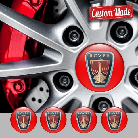 Rover Emblems for Center Wheel Caps Crimson Base Classic Logo Edition