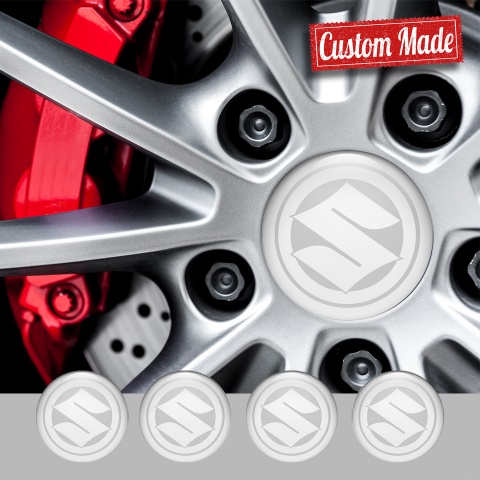 Suzuki Wheel Emblem for Center Caps Grey Base White Ring Logo