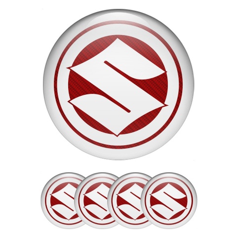 Suzuki Center Wheel Caps Stickers Red Carbon White Ring Logo