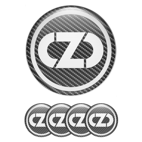OZ Emblem for Center Wheel Caps Dark Carbon Base White Ring Logo