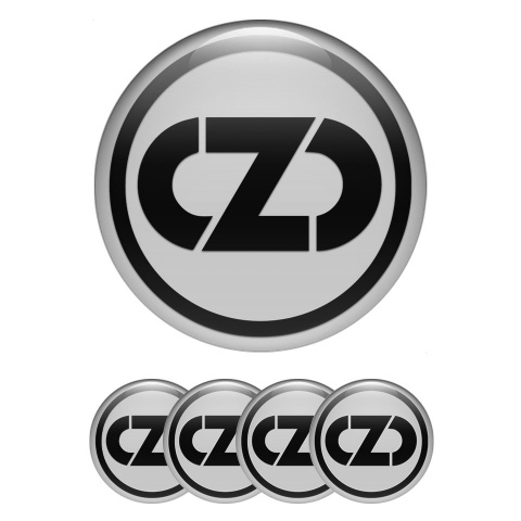 OZ Center Wheel Caps Stickers Light Grey Base Black Ring Logo