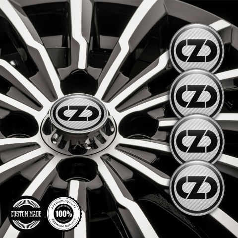 OZ Wheel Stickers for Center Caps Light White Carbon Black Ring Logo