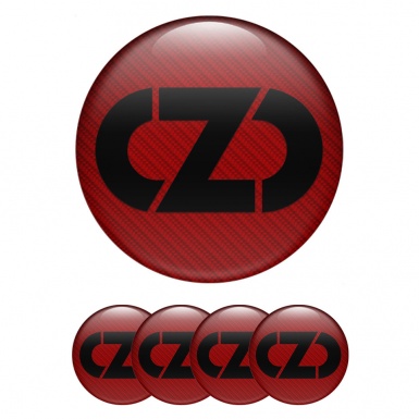 OZ Domed Stickers for Wheel Center Caps Red Carbon Black Logo Design