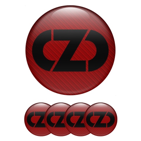 OZ Domed Stickers for Wheel Center Caps Red Carbon Black Logo Design