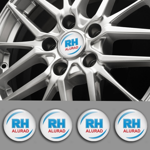 Alurad Emblem for Center Wheel Caps White Fill Blue Red Logo Design