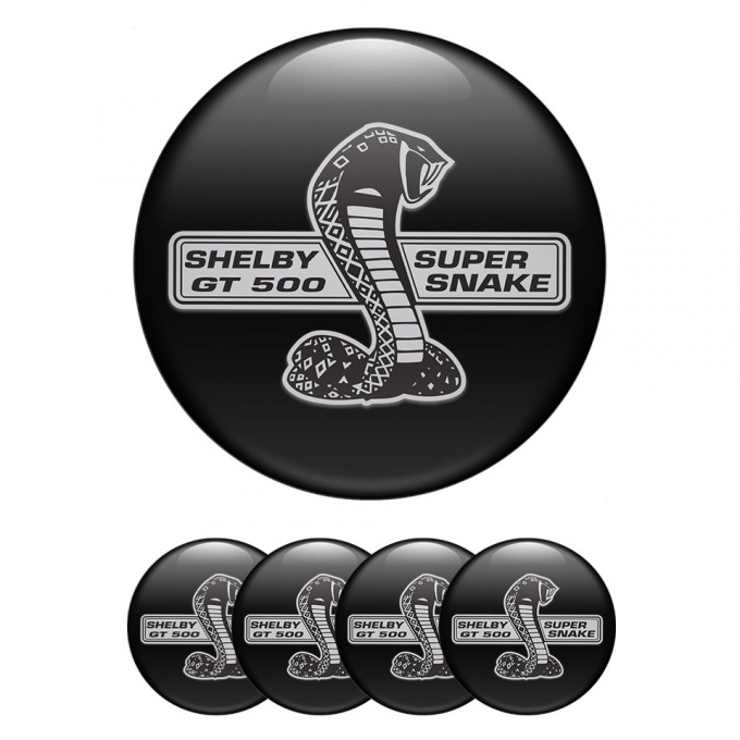Ford Shelby Wheel Emblem for Center Caps Black Base Grey Cobra