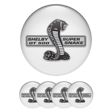 Ford Shelby Stickers for Wheels Center Caps White Base Black Cobra
