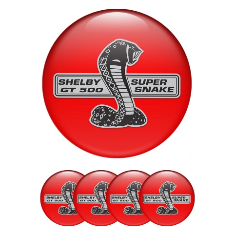 Ford Shelby Emblem for Wheel Center Caps Red Base Black Cobra