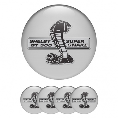 Ford Shelby Center Wheel Caps Stickers Grey Base Black Cobra