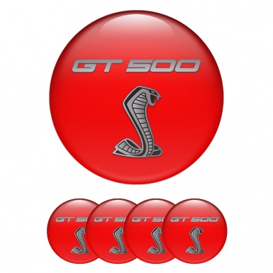 Ford Shelby Stickers for Wheels Center Caps Red Base Grey Cobra Gt500