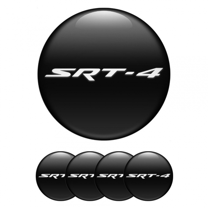 Dodge SRT Emblem for Center Wheel Caps Black Base White Logo