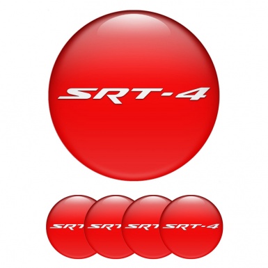 Dodge SRT Center Wheel Caps Stickers Red Base White Logo Design