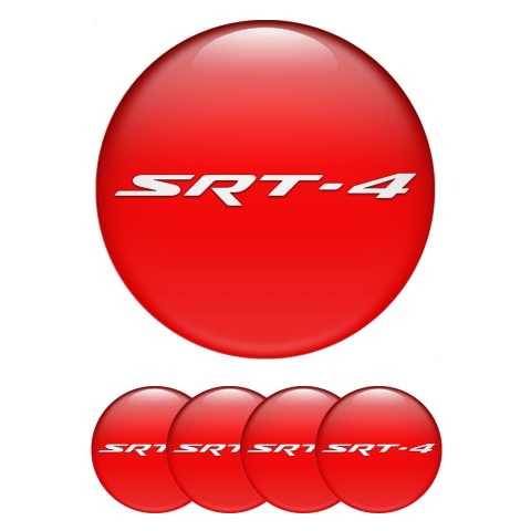 Dodge SRT Center Wheel Caps Stickers Red Base White Logo Design