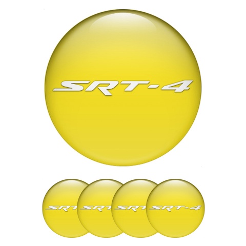 Dodge SRT Center Wheel Caps Stickers Yellow Fill White Logo Design