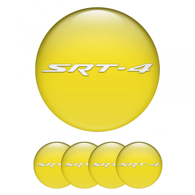 Dodge SRT Center Wheel Caps Stickers Yellow Fill White Logo Design