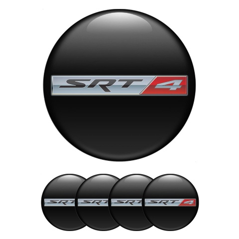 Dodge SRT Center Wheel Caps Stickers Black Base Metallic Logo