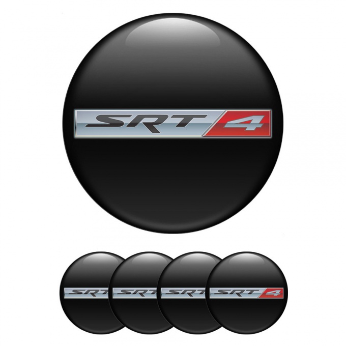 Dodge SRT Center Wheel Caps Stickers Black Base Metallic Logo