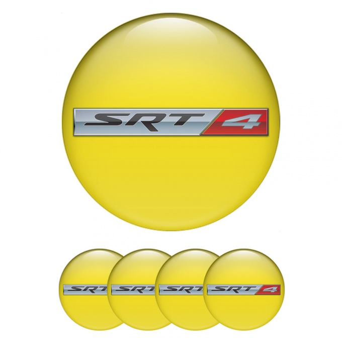 Dodge SRT Stickers for Wheels Center Caps Yellow Base Metallic Logo