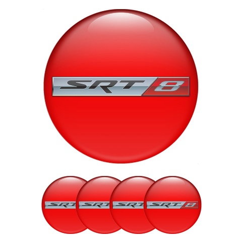 Dodge SRT8 Center Caps Wheel Emblem Crimson Base Metal Logo