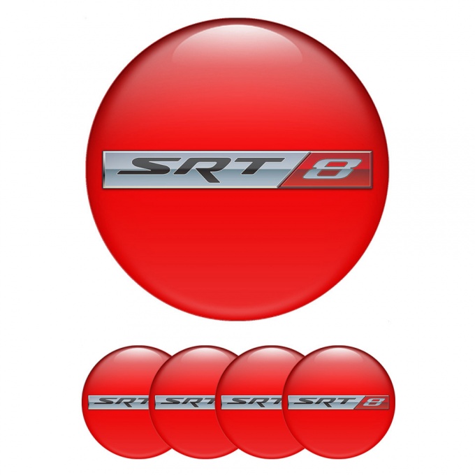 Dodge SRT8 Center Caps Wheel Emblem Crimson Base Metal Logo