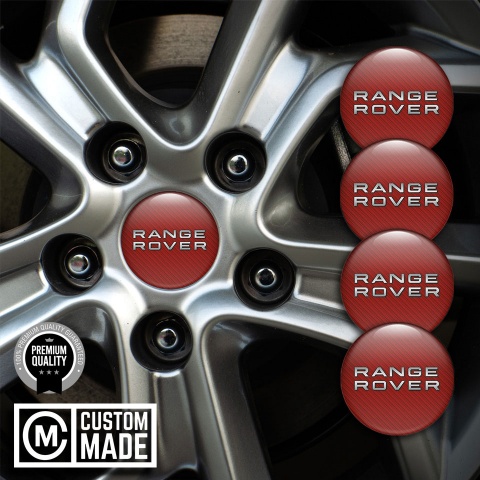 Land Rover Range Silicone Emblems Center Caps Red Carbon Edition
