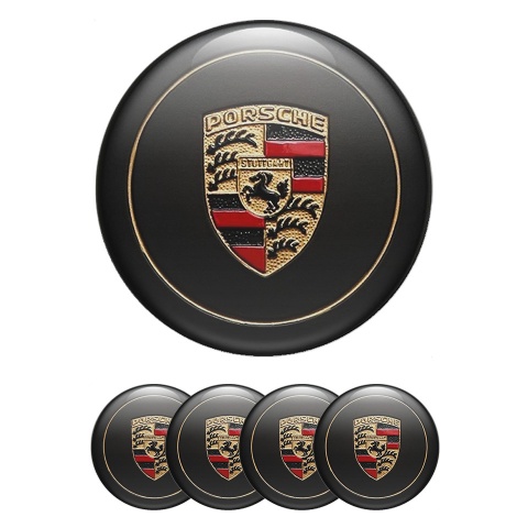 Porsche Emblems for Wheel Center Hub Black Old Style