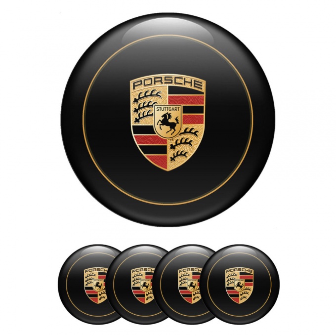 Porsche Wheel Emblems Black Reproduction Old Style