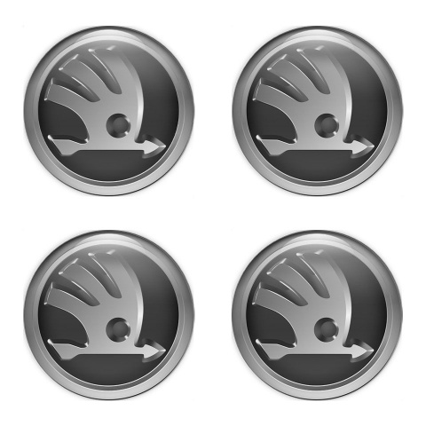 Skoda Wheel Emblems for Center Hub Grey 3D Logo