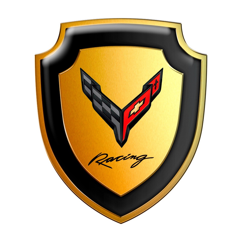 Chevrolet Corvette Racing Silicone Emblem Gold Effect Domed Emblems