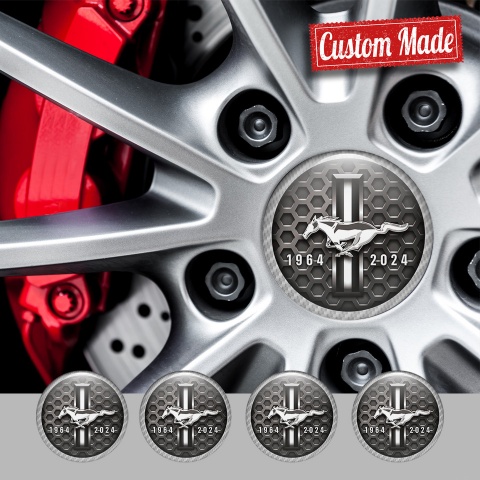 Ford Mustang Emblems for Wheel center caps Gray honeycomb rink