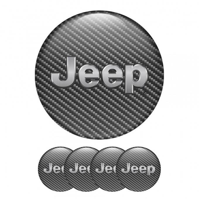 Jeep Center Hub Dome Stickers Carbon