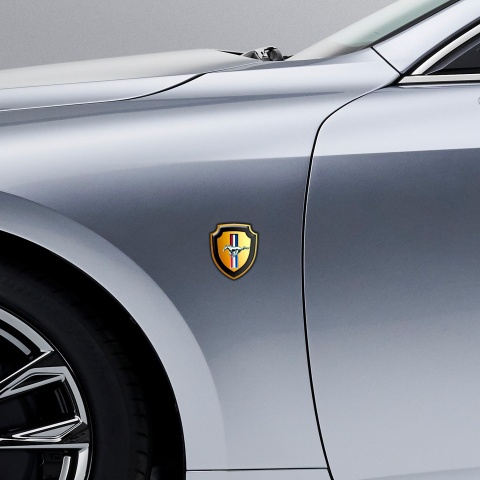 Ford Mustang GT Shield Silicone Sticker Gold Metallic Multicolour Logo
