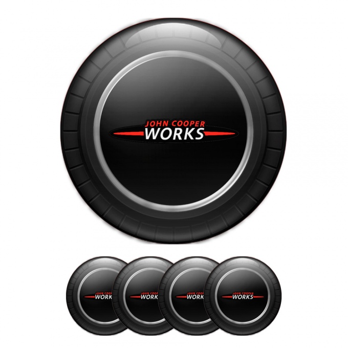 Mini Cooper John Works Wheel Cap Silicone Stickers Black Edition