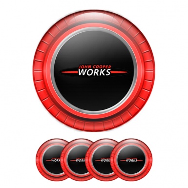 Mini Cooper John Works Wheel Cap Silicone Stickers Red Edition