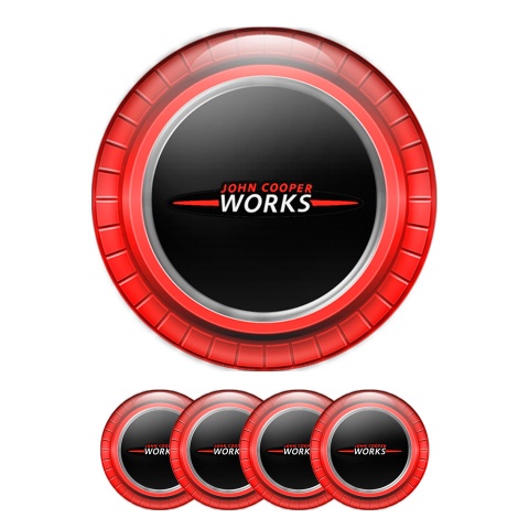 Mini Cooper John Works Wheel Cap Silicone Stickers Red Edition