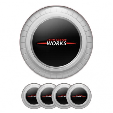 Mini Cooper John Works Wheel Cap Silicone Stickers Grey Edition