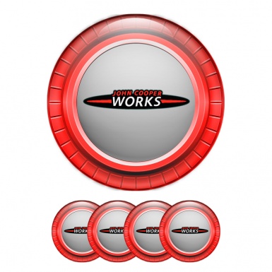 Mini Cooper John Works Wheel Cap Silicone Stickers Red Grey Edition