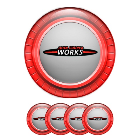 Mini Cooper John Works Wheel Cap Silicone Stickers Red Grey Edition