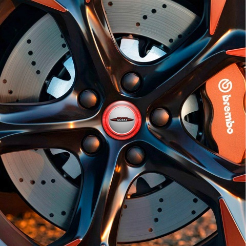 Mini Cooper John Works Wheel Cap Silicone Stickers Red Grey Edition