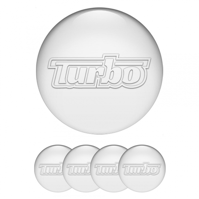 TurboR Wheel Stickers for Center Caps Style White