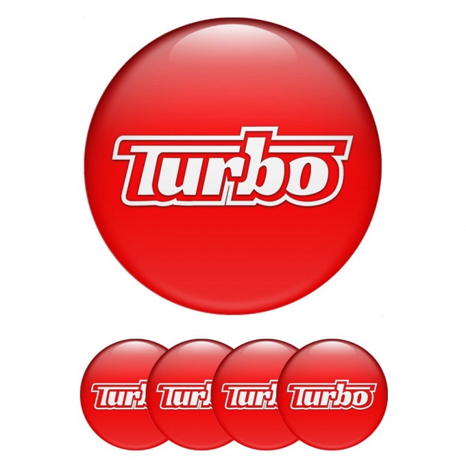 TurboR Emblem for Wheel center caps Background Red and White logo