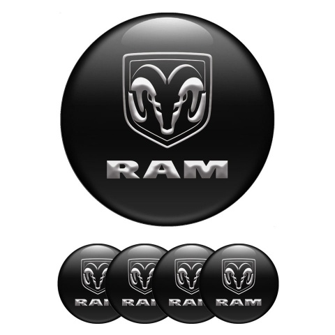 Dodge RAM Wheel Emblems for Center Caps Black 3D Logo