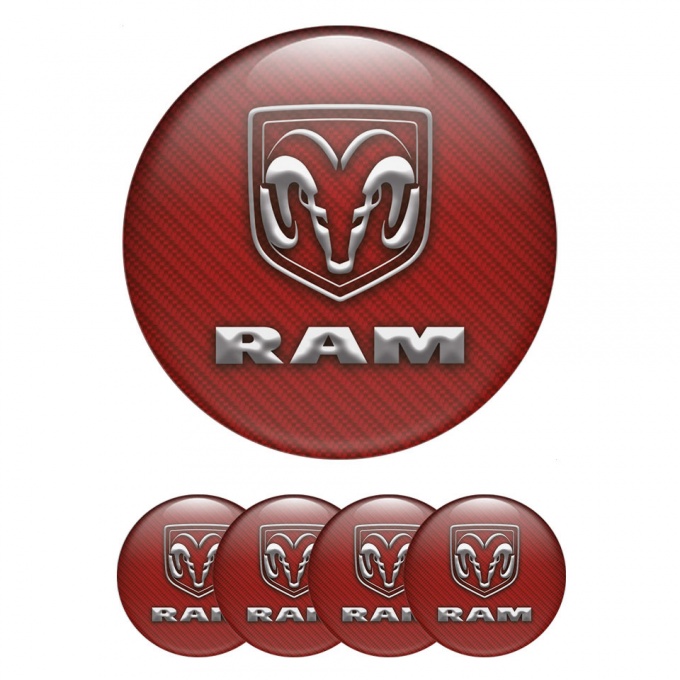 Dodge RAM Emblem for Wheel Center Caps Red Carbon Edition