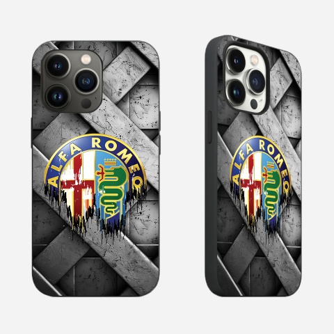 Alfa Romeo iPhone Case with Design Stone Grid Logo