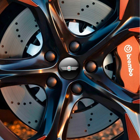Mini Cooper Wheel Cap Silicone Stickers Black Old Style Logo