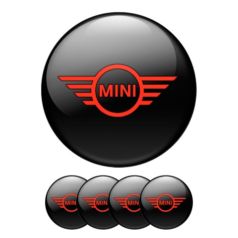 Mini Cooper Silicone Stickers Wheel Cap Black Red Logo