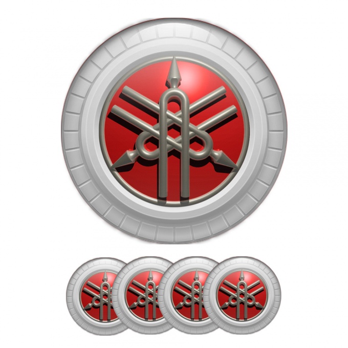 Yamaha Domed Stickers Light Grey Red 3D Logo
