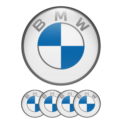 BMW Wheel Cap Emblems White Blue Logo
