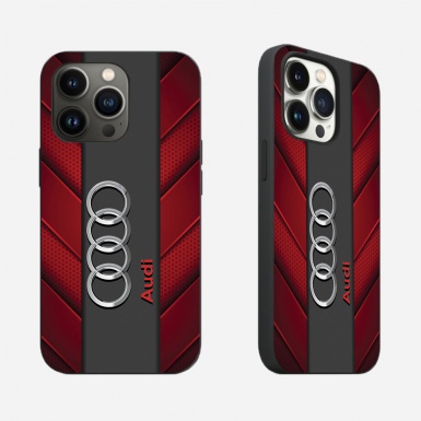Audi iPhone case red and gray with logo in the center 026